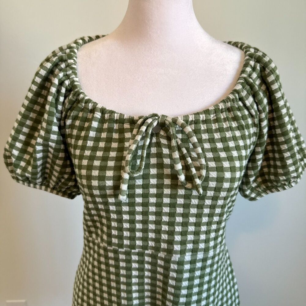 Madewell Jacquard Puff-Sleeve Mini Dress Gingham Check Womens Size S - Picture 3 of 13